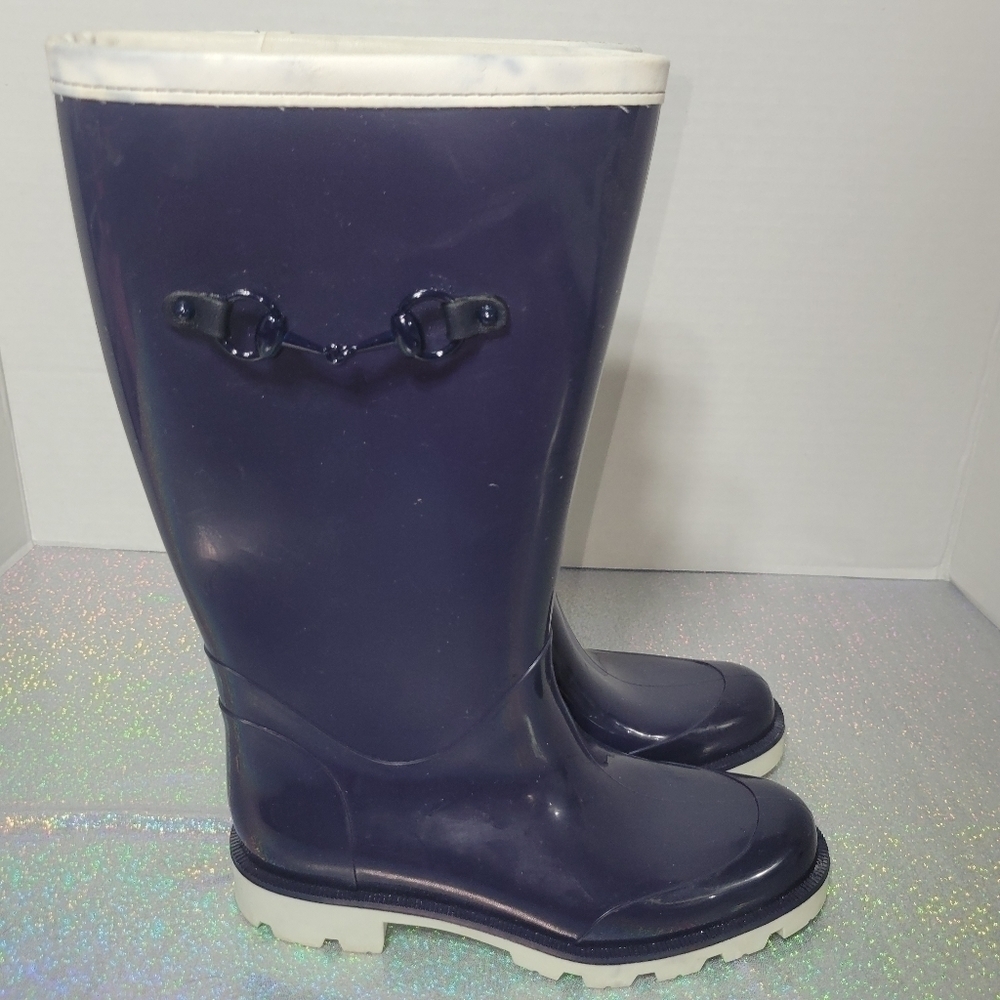 Gucci Horsebit 1955 Blue & White Rubber Rainboots Sz: 5 - Picture 5 of 9